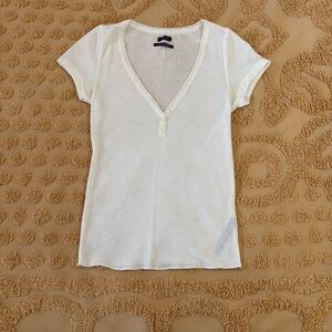Out From Under White Short Sleeve Waffle Knit Tee